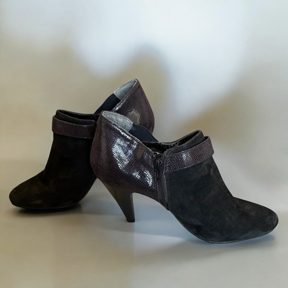 Alfani Shirlee Women’s Booties 9.5M Black Suede & Snake Print